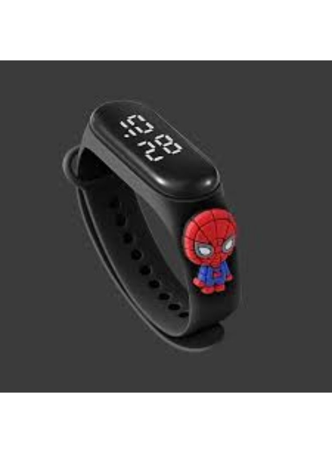 Digital Waterproof Stylish Wrist Smart Watch LED Band for Kids, Birthday Gift, Toys, Colorful Cartoon Character Super Hero for Boys & Girls Age 2 to 12 Years Multicolor (Black Spidar Man) - Image 3